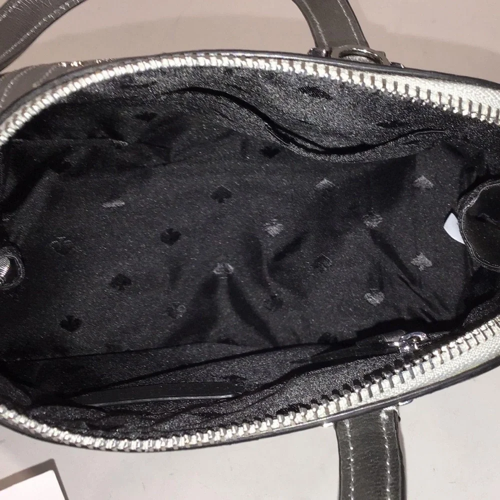 NEW!! Women’s Kate Spade Elegant Silver Leather Small Dome Satchel Bag
